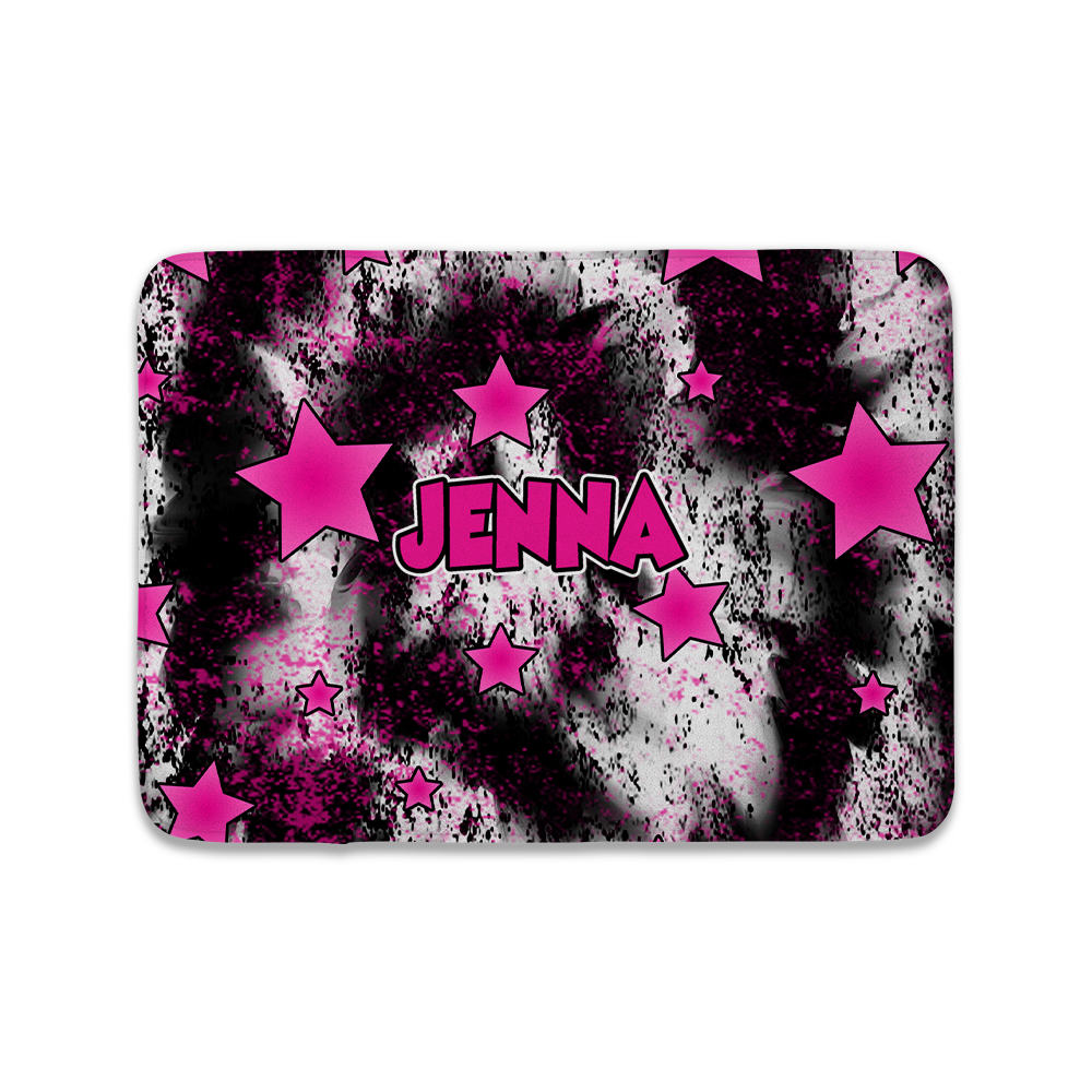PERSONALIZED FLOOR MAT-PINK STAR TIE DYE